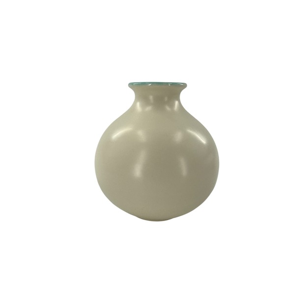 Catalina Gladding McBean GMB Vase Cream Turquoise MCM Ceramic Pottery USA